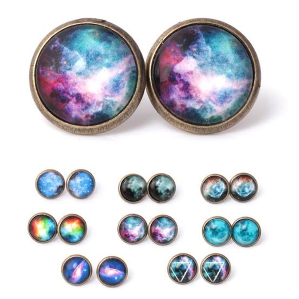 Anting Nanas Hemisphere Pesta Bentuk Bulat Hadiah Untuk Wanita Pria Ear Stud Eclipse Star