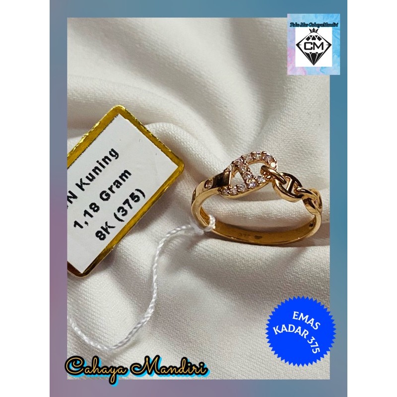 Cincin emas kadar 375 (8K) Berat 1,18 Gram Size 11 Dan 13
