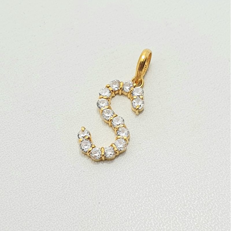 Liontin Emas Muda Huruf S Mata Putih 1 Gram