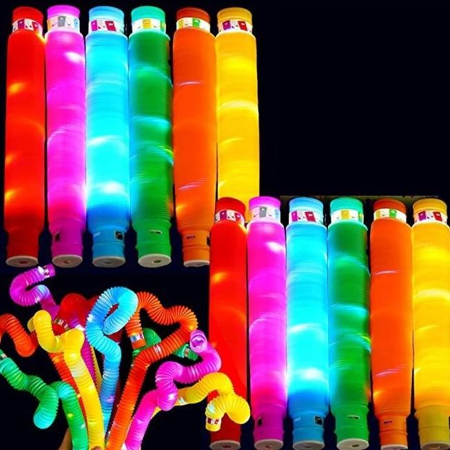 Light Pop Tubes LED Fidget Pop Tube Sensory Toys Mainan Anak