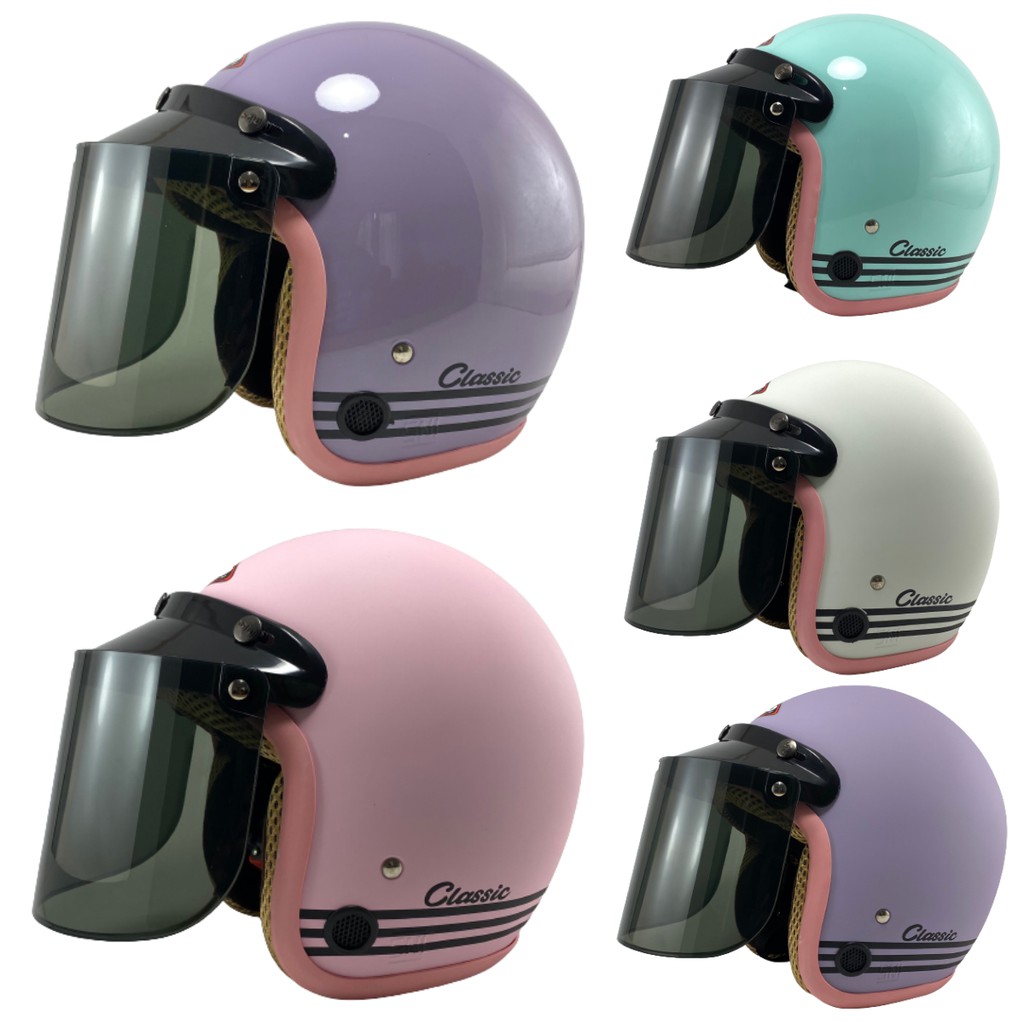 Helm Bogo Dewasa Polos Wanita Helem Retro Cewek Kekinian Helm Bogo Dewasa Polos Wanita Helem Retro Cewek Kekinian