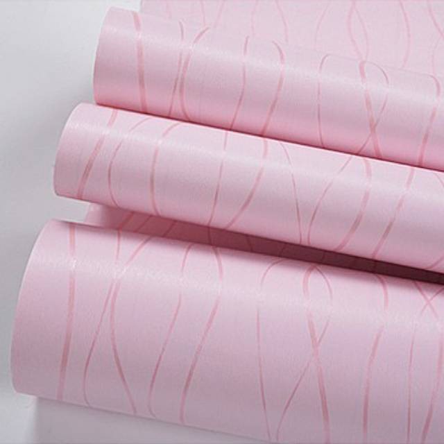 WALLPAPER GARIS GELOMBANG PINK UK:45 CM X 9 METER