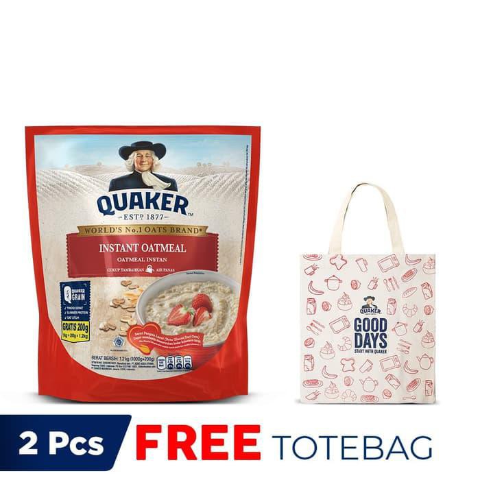 

QUAKER INSTANT OATMEAL 1.2 KG - FREE QUAKER TOTE BAG KODE 885