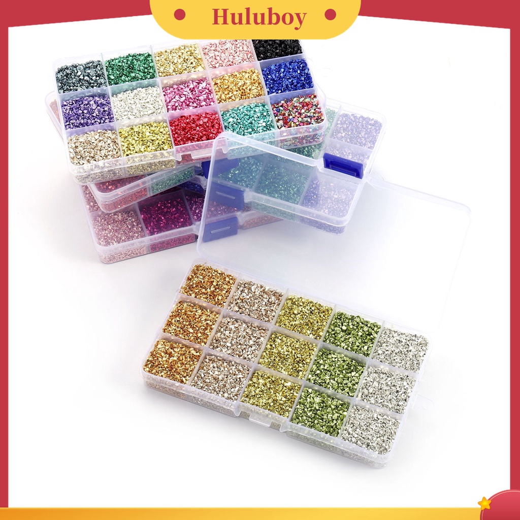 Huluboy Huluboy♡ 1 Kotak Berlian Imitasi Sequin Glitter Fragment Warna Untuk Dekorasi Nail Art