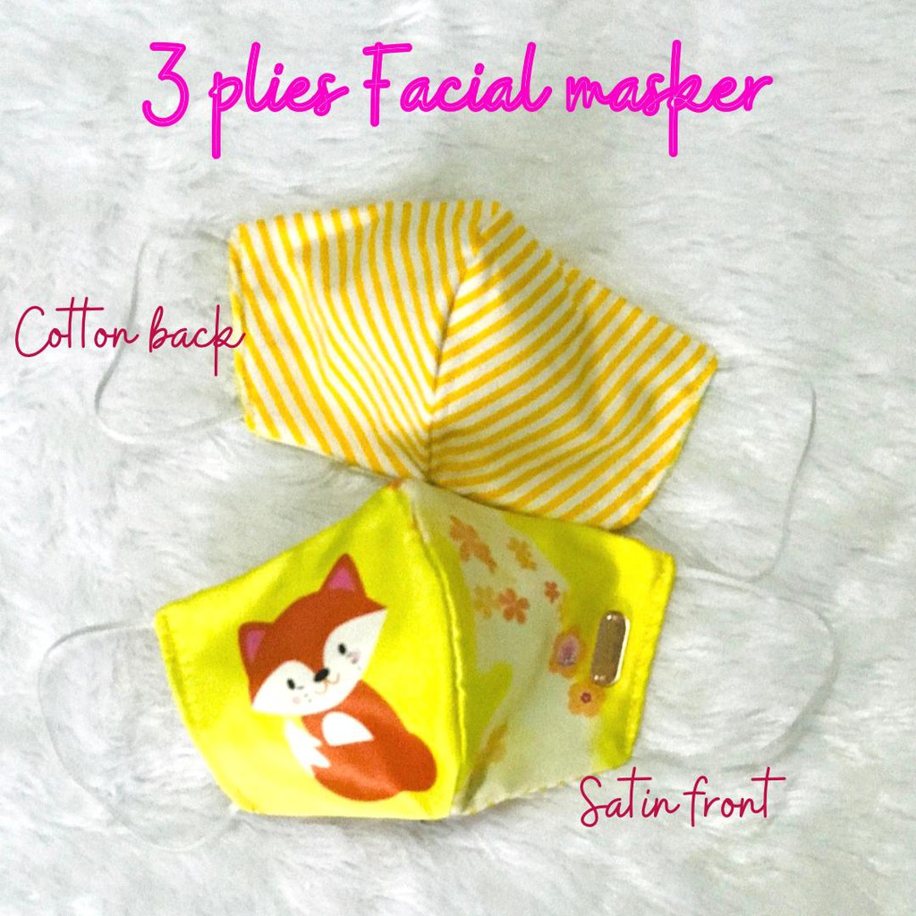 Skoola Masker Masker Remaja Karakter Lucu Satin Cotton 3 Lapis