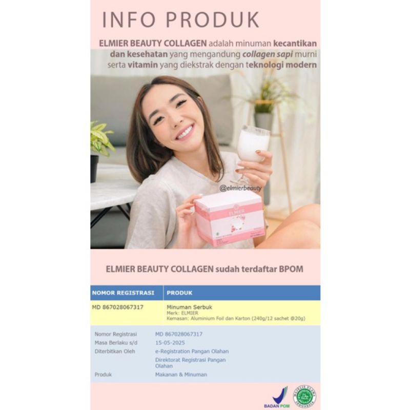 ELMIER COLLAGEN COLLAGEN DRINK COLLAGEN FREE SUGAR