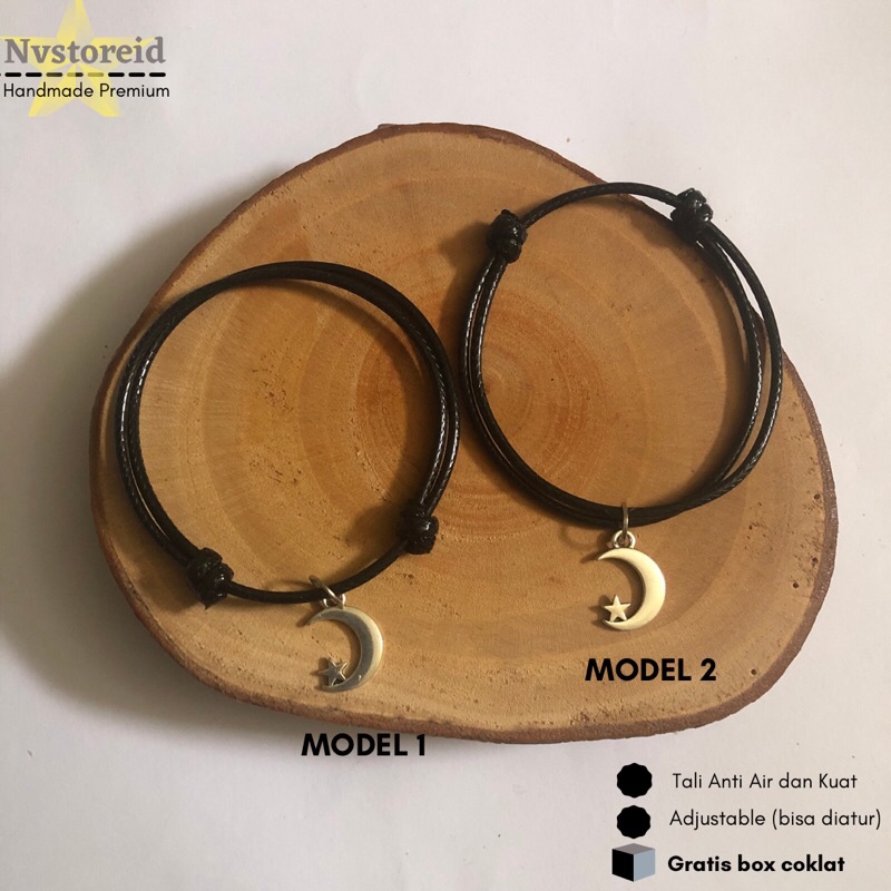 Gelang Liontin Bulan bintang / Gelang Tali Pria wanita hits