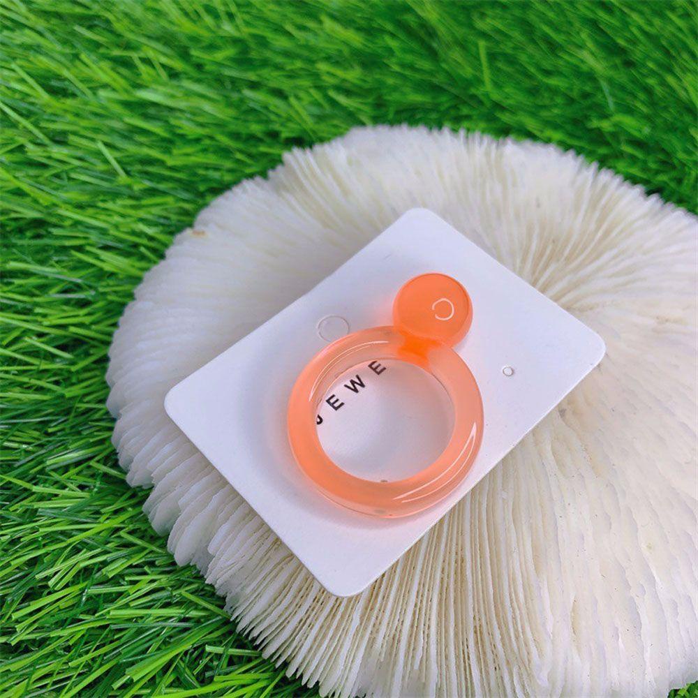 Mxbeauty Cincin Resin Hadiah Lucu Indah Manis Transparan Permen Warna Halus Geometris Fashion Perhiasan