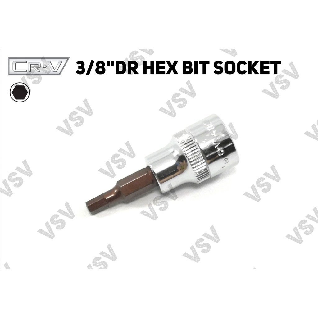 Gestar 3/8&quot;Dr Hex bit Socket 3mm-6mm Kunci L Shock Kunci Sock L Sok