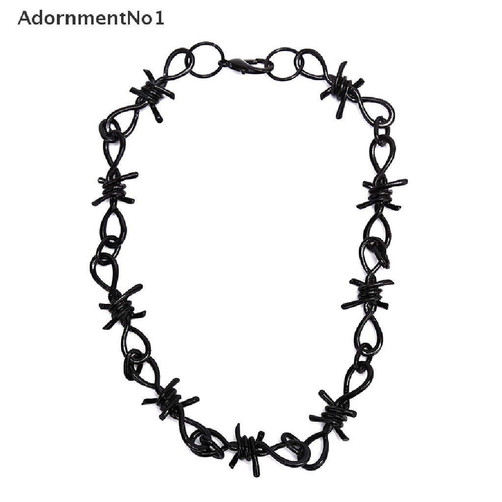 (AdornmentNo1) Kalung Choker Rantai Aksen Duri + Gembok Handmade Untuk Perhiasan Pria / Wanita