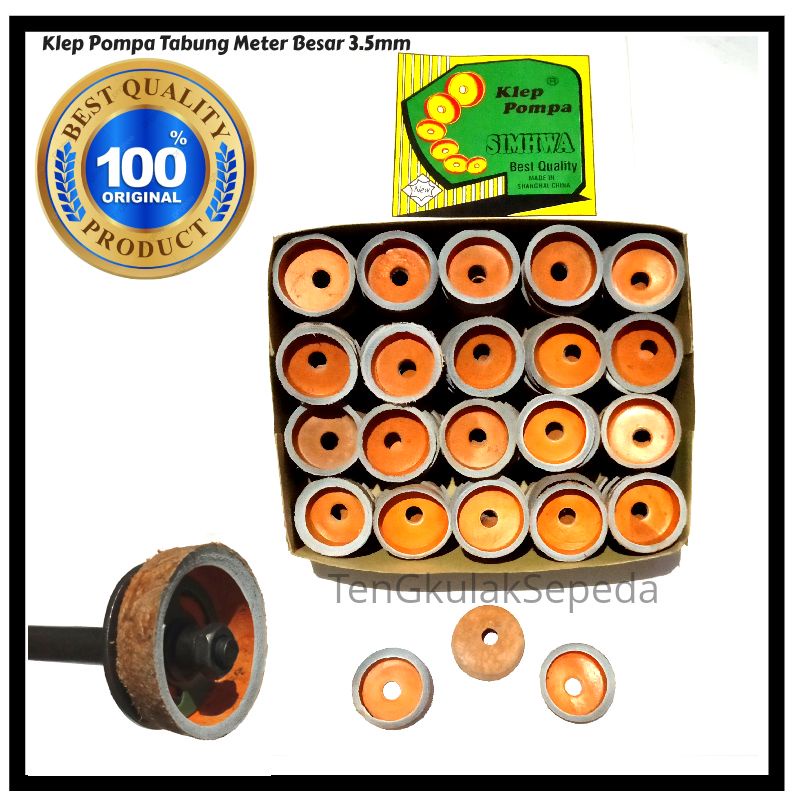 Klep Pompa Tabung Meter Ban Sepeda/Motor SIMHWA Klep Karet/Kulit Kompa Besar 3.5 Best Quality ko