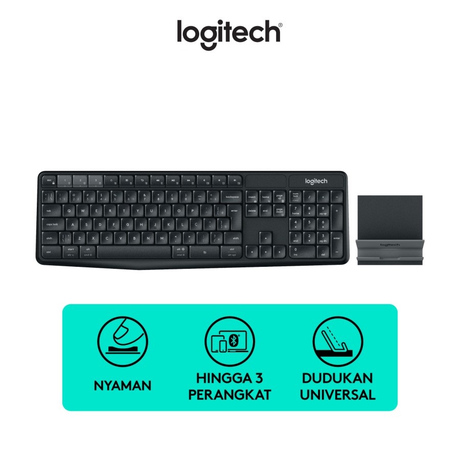 Logitech K375S Keyboard Wireless Bluetooth dan Tablet Stand