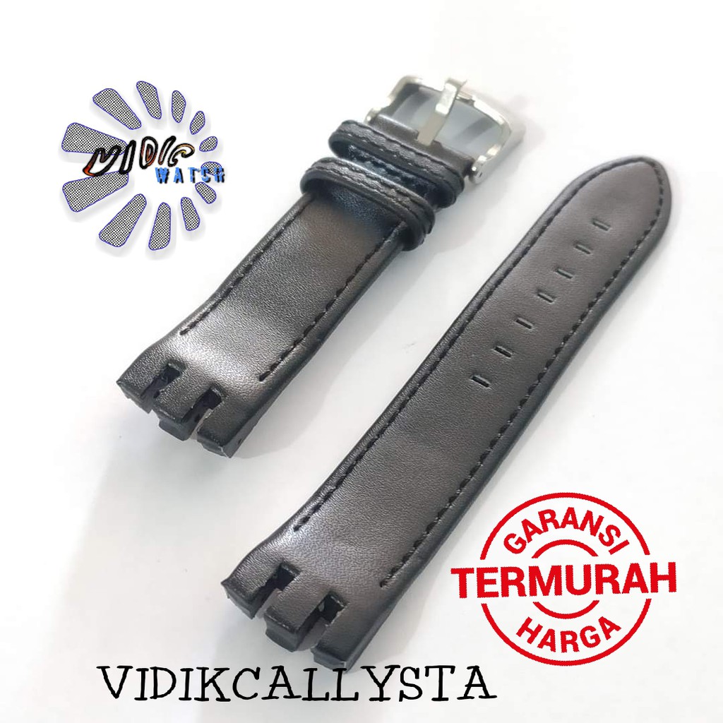 21mm Genuine leather soft leather strap NEW GENT JELLY IN JELLY IRONY CHRONO DIAPHANE Hitam 21 MM