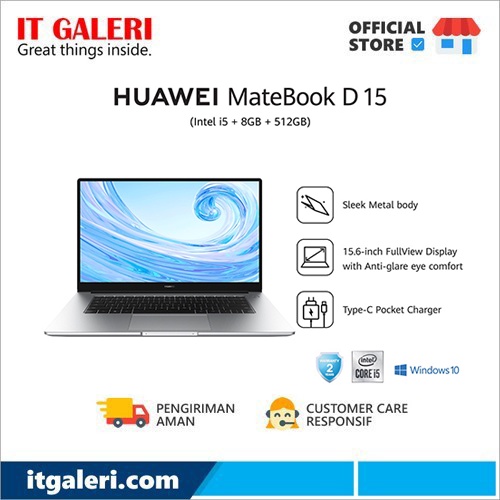HUAWEI Matebook D15 15.6”HD i5-10210U 8GB/512GB Win 10 Home 2 years warranty FREE GIFT