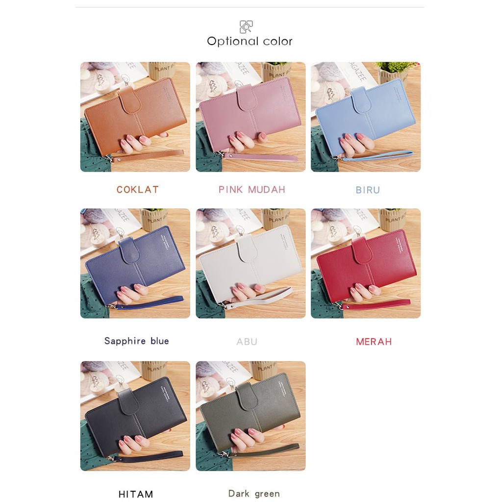 (COD) Dompet Wanita Dompet Panjang Dompet Kulit Lipat Women Wallet Pocket Import Quality