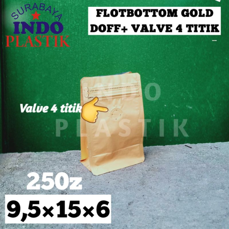 Kemasan Kopi Flatbottom Full Gold 250gr VALVE Kpack