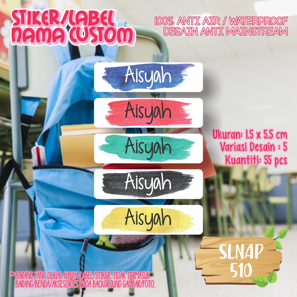 

sticker label nama waterproof kartun warna biru merah SLNAP 510