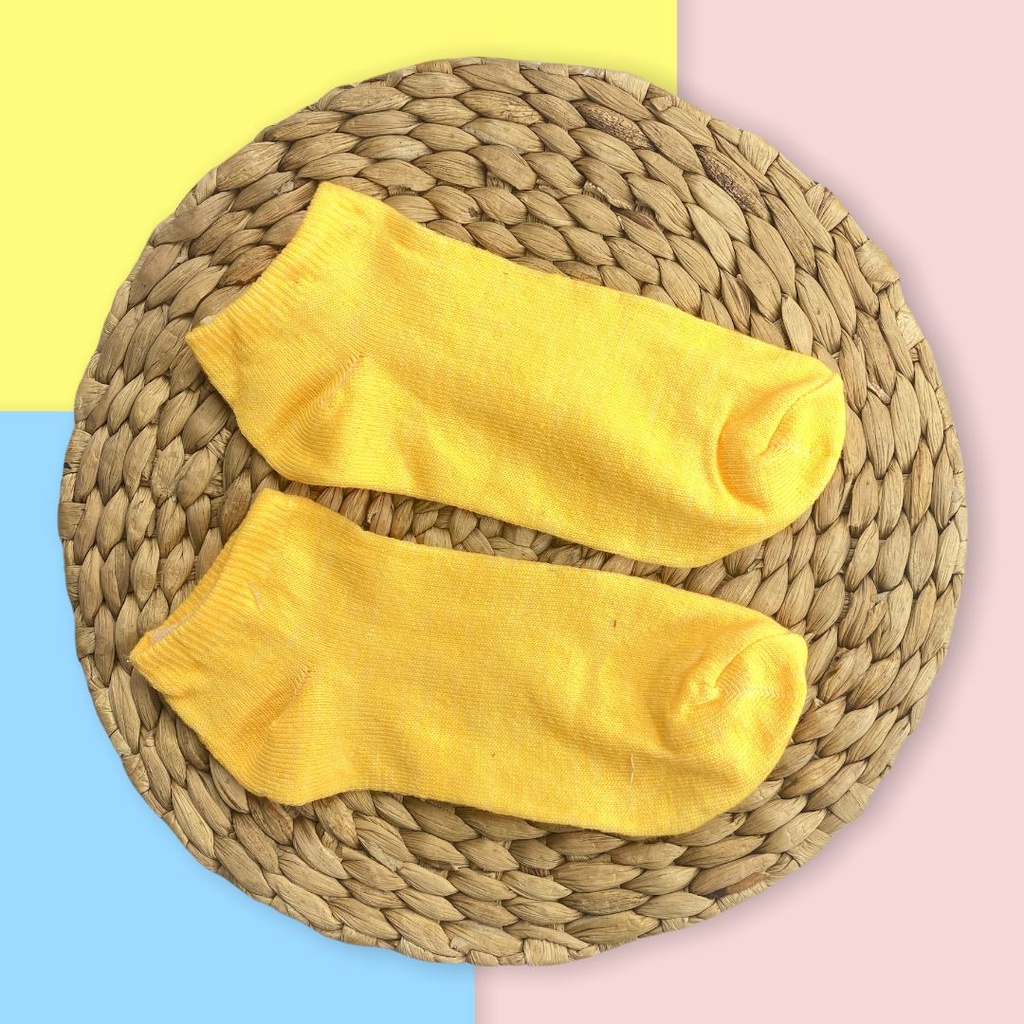 HC Kaos Kaki Wanita Polos Kaos Kaki Pendek Semata Kaki Ankle Bahan Spandex Lembut Cute Short-HC2979 KUNING