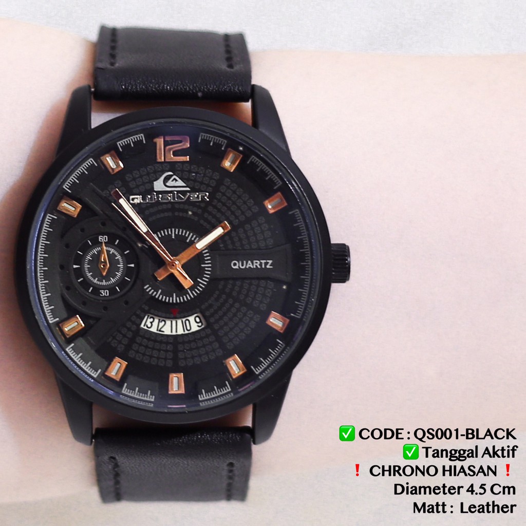 Jam tangan pria quiksilver tali kulit grosir ecer murah leather premium watch sale qs007