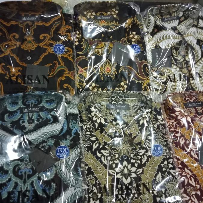 kemeja alisan batik lengan pendek reguler & slmfit size 14.5 - 16