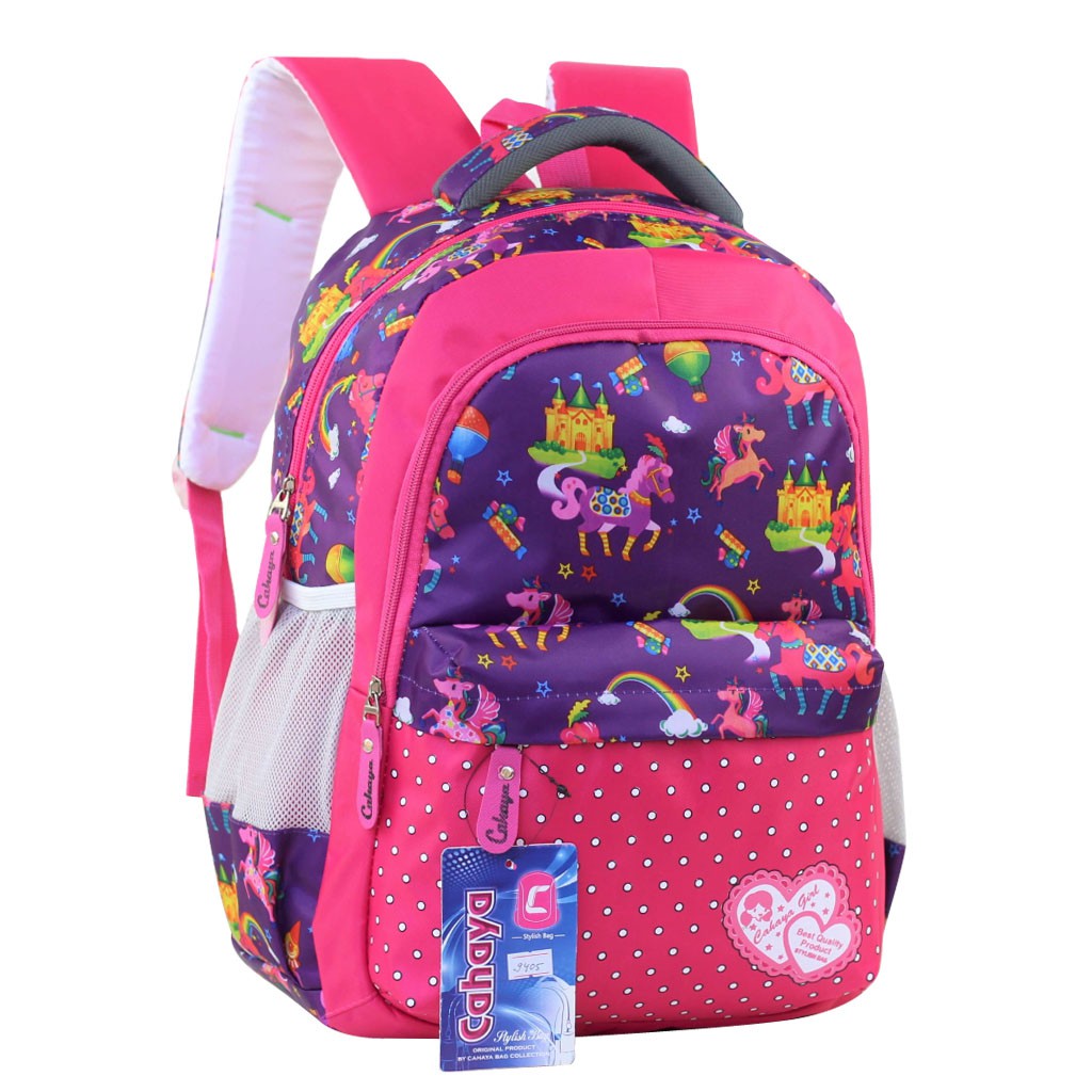 Ransel Gendong Anak Perempuan TK SD Motif Unicorn Pink Tas Punggung Cewek Cantik Bagus Berkualitas