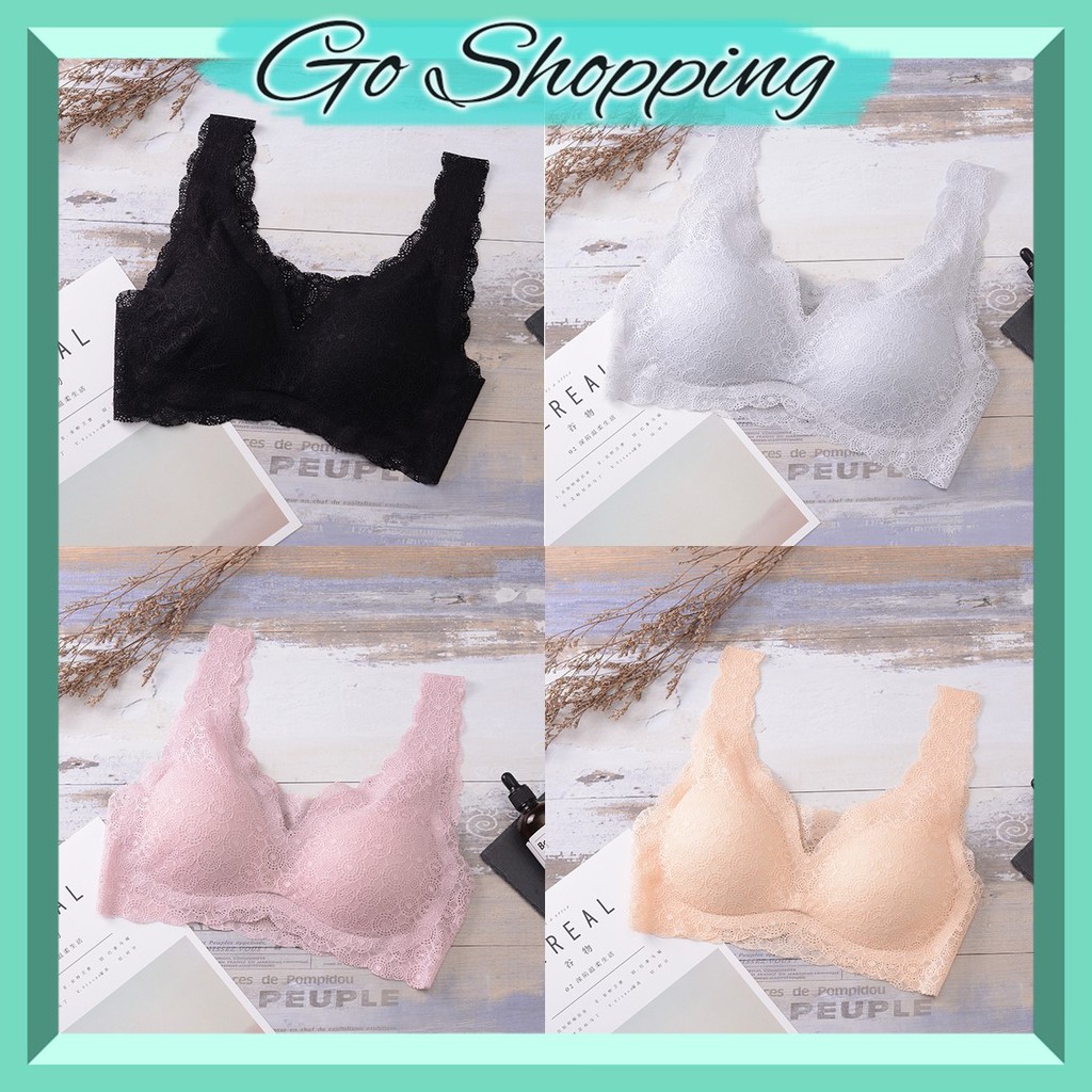 GO! BR489 Bra Renda Brukat Seamless Sports Bra Lace BH Push up Import cod