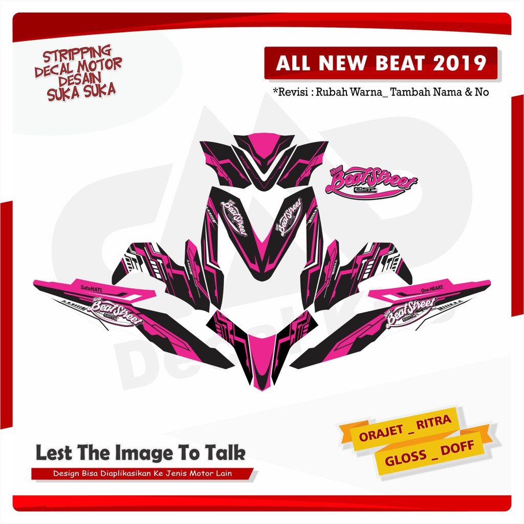 Decal Sticker Honda Beat Striping Stiker Beat Esp-Street Full Body pink grafis Full Body