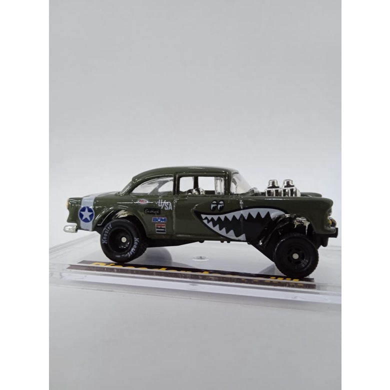 Hotwheels 55 Chevy Bel Air Gasser Custom Flying Tiger Hijau Army HW Hot Wheels