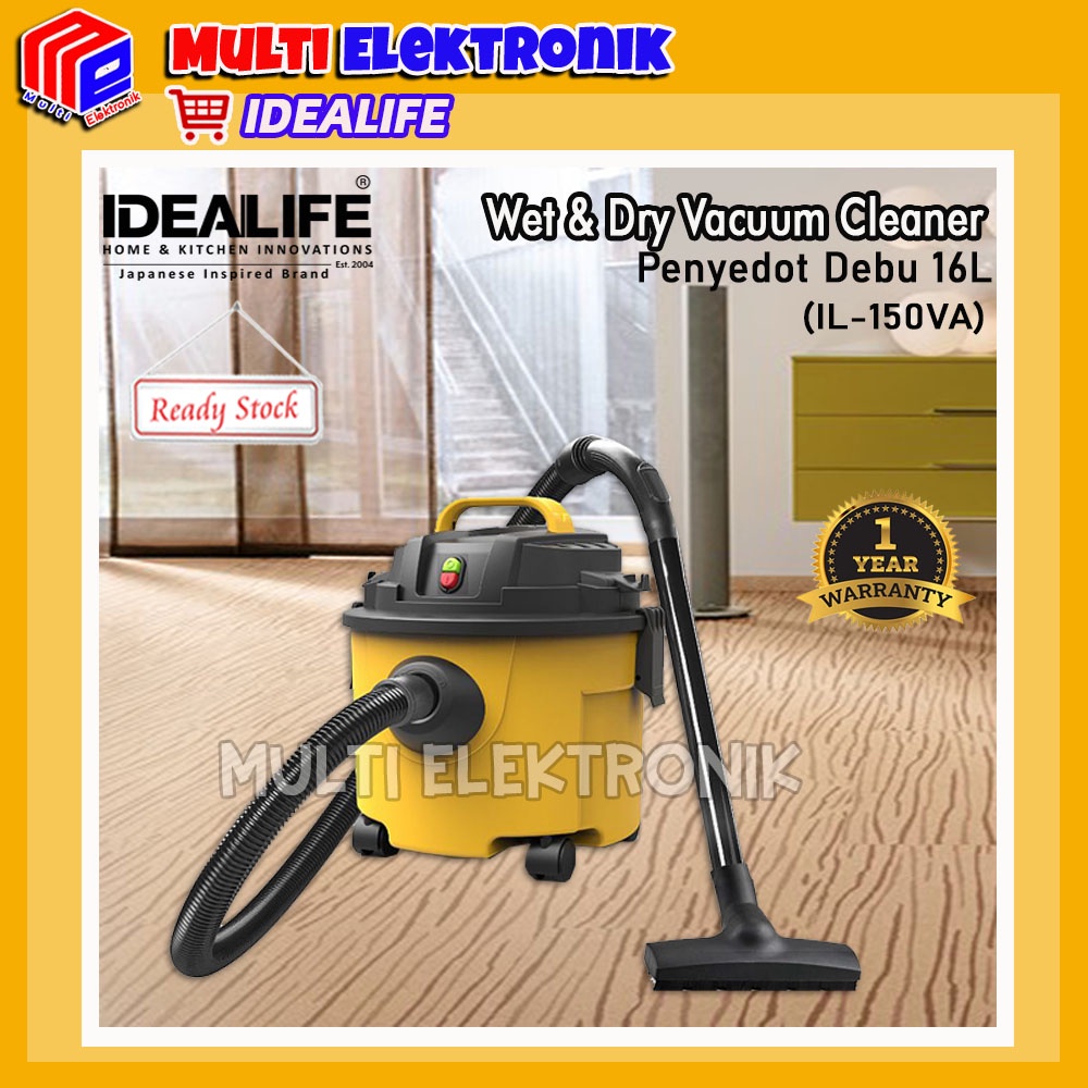 IDEALIFE Vacuum Cleaner Wet &amp; Dry Kapasitas 16 Liter IL-150VA - Penyedot Debu 2 in 1