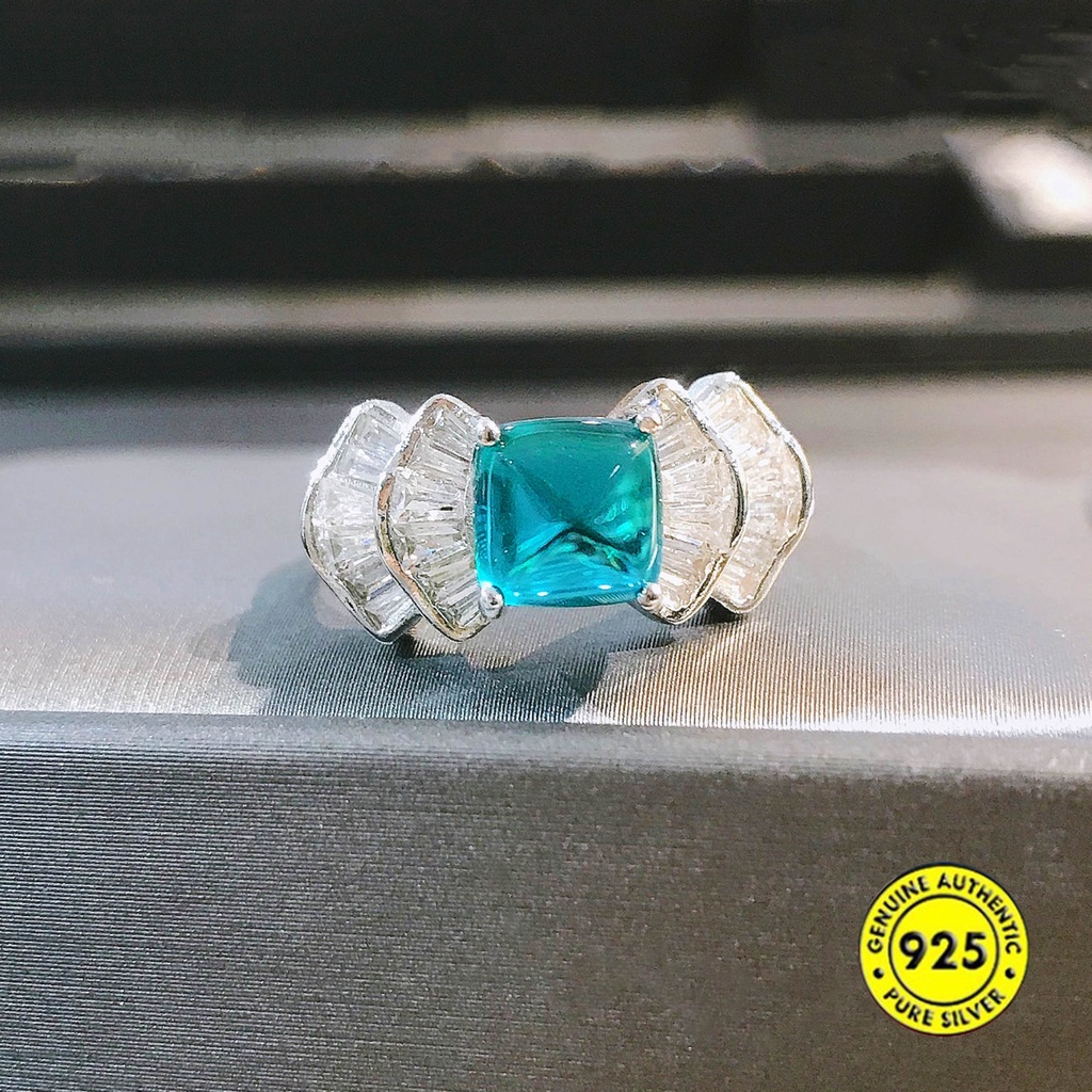 Cincin Batu Permata Emerald Alami Model Terbuka Dapat Disesuaikan