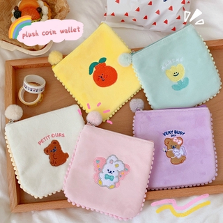 Yoyo Dompet  Koin  Wanita Motif Bordir Kartun Beruang Plush 