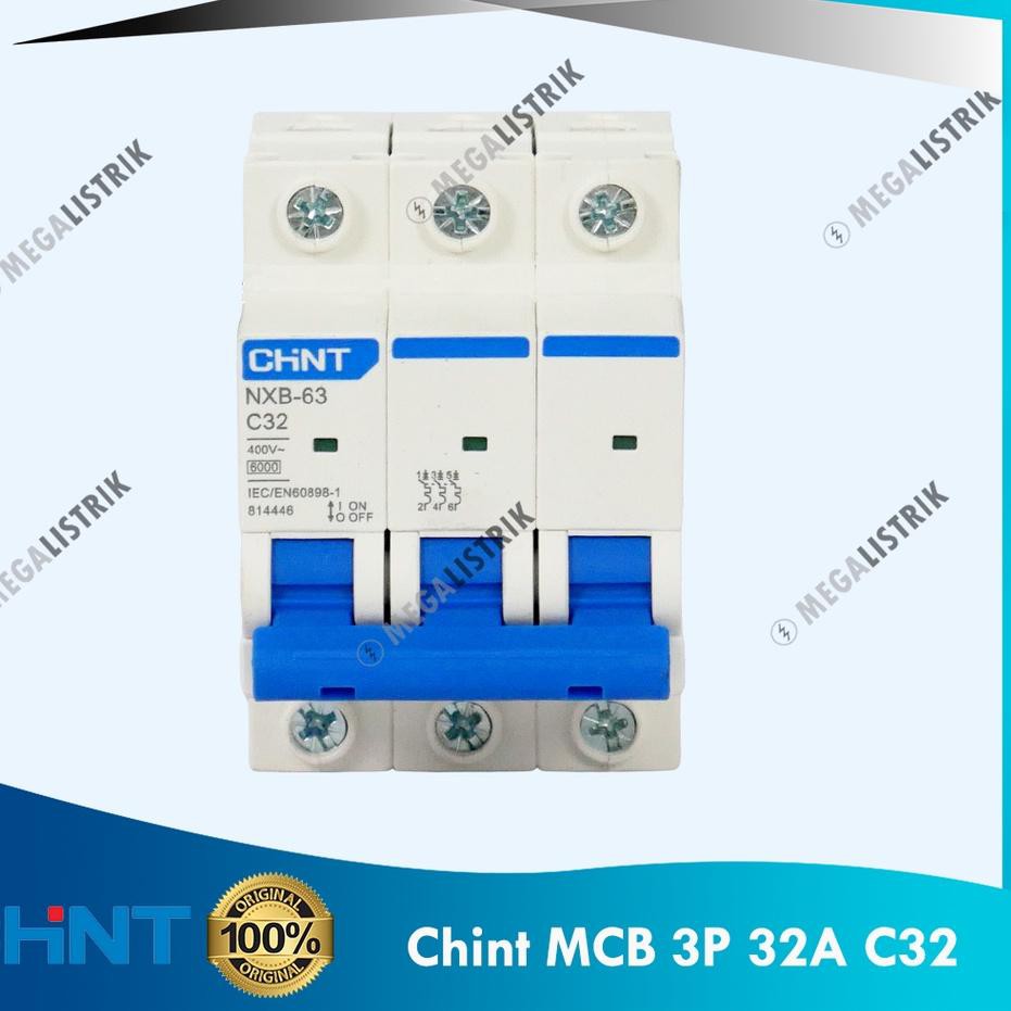 ✫ CHINT MCB 3P 32A / 3 PHASE 32 AMPERE / 32 A 6KA SNI NXB-63 C32 ●