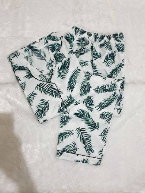 Baju Tidur Piyama Wanita Cewek Dewasa Pajamas Motif Coco Daun/Coco Leaf