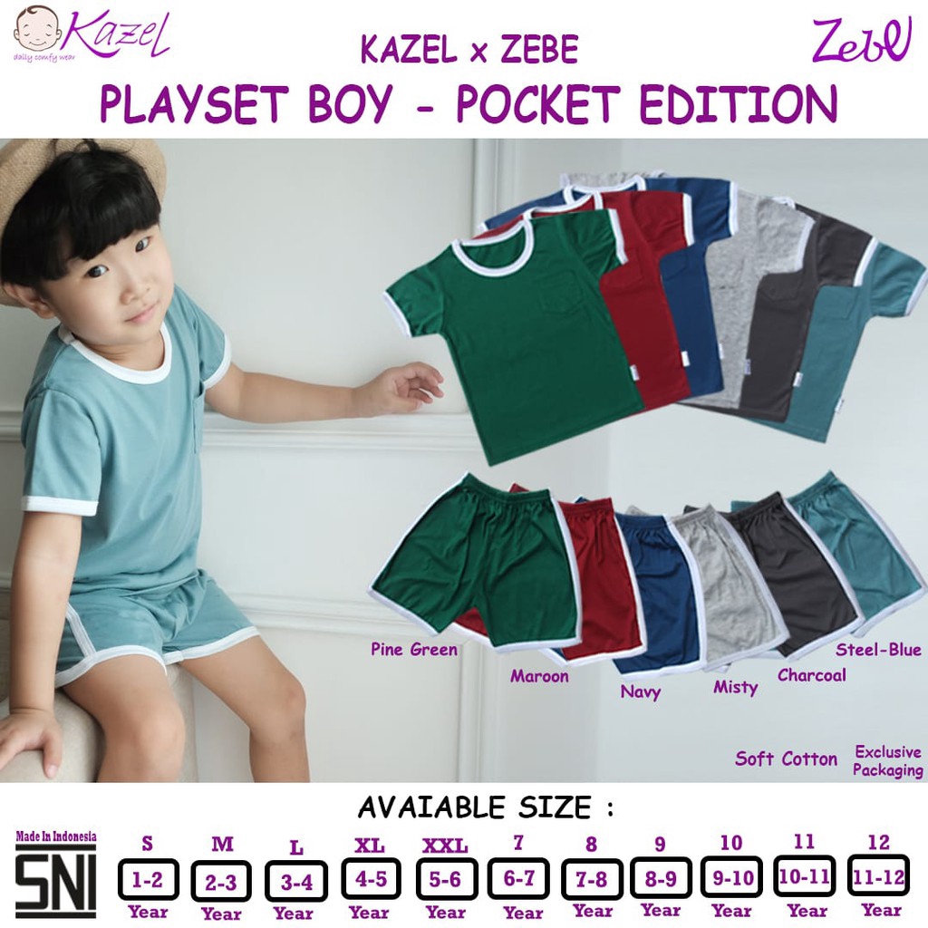 PNB208 SETELAN PENDEK KAZEL PLAYSET BOY POCKET EDITION