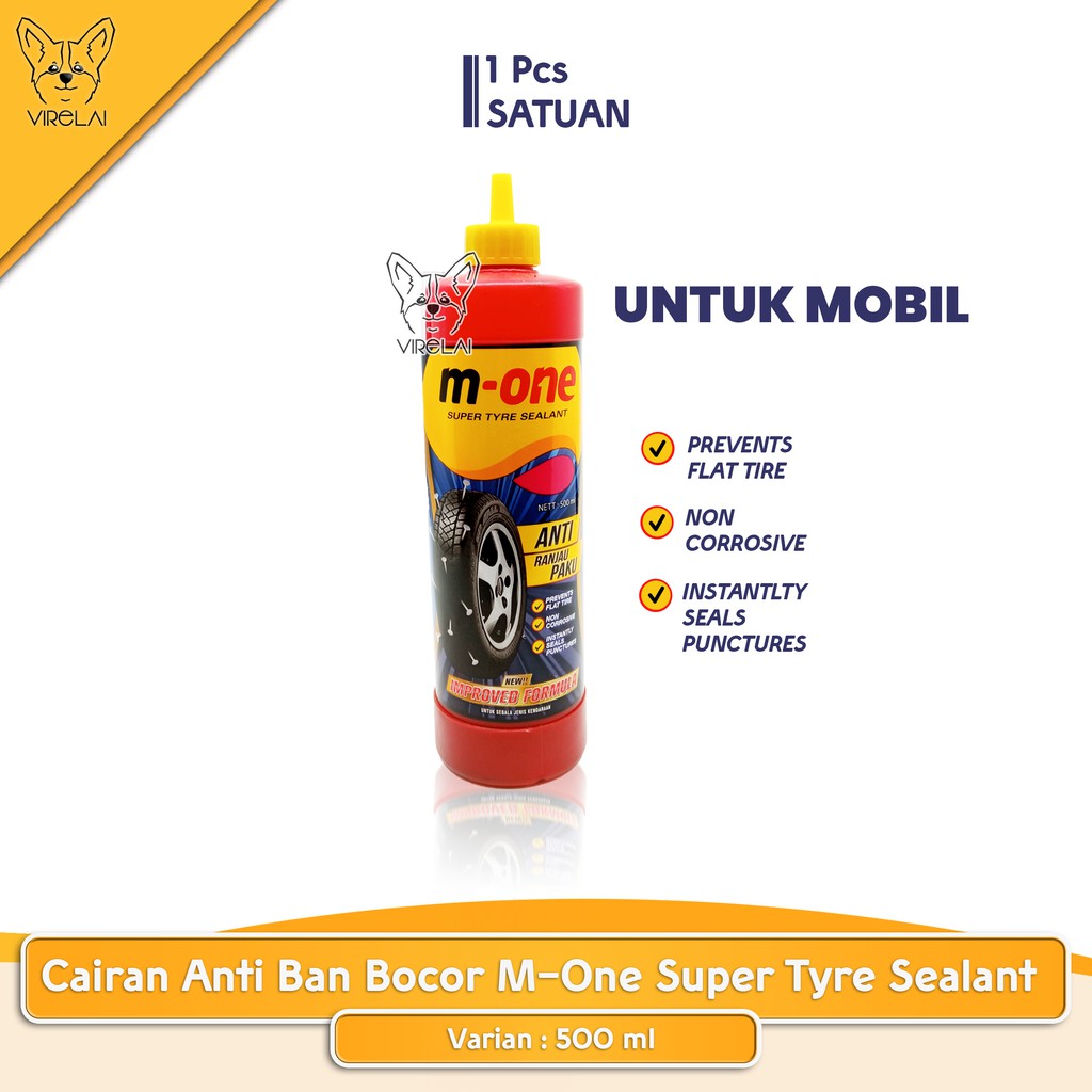 [500ml Mobil] Cairan Anti Bocor Ban Mobil Tubeless M-One Super Tyre Sealant