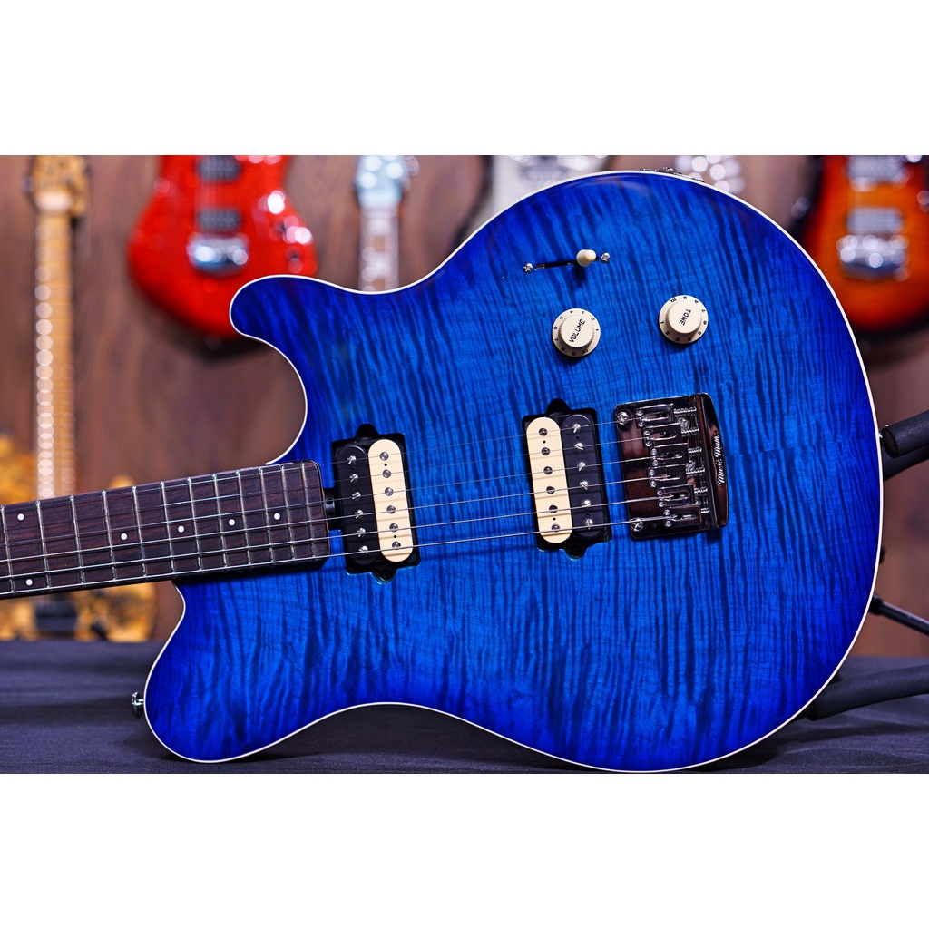 Ernie Ball Music Man Axis Super Sport HH STD - Balboa Blue Flame - Rosewood Matching Headstock G95058