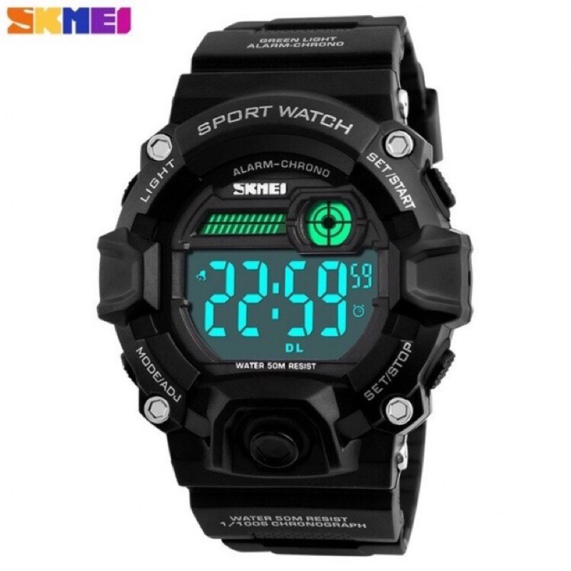 Jam Tangan Pria Digital Skmei 1242 Black Water Resistant 50m