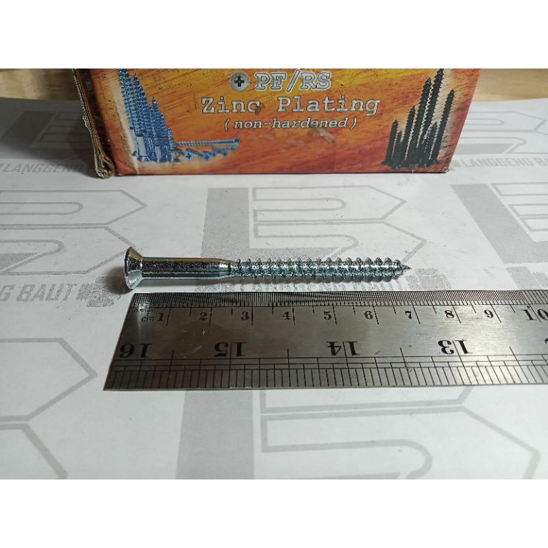 Sekrup Kayu 5,8x75  Putih Obeng Plus / Baut Kayu 7,5cm Merk Keris