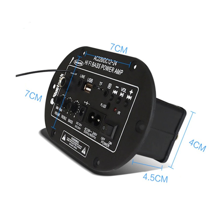 Amplifier Board Audio Bluetooth USB FM Radio TF Player - CHIF1224 - Black