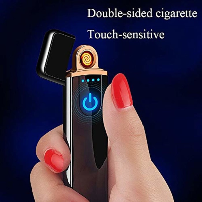 Korek Api Elektrik USB Rechargeable Lighter Smoking Touch Sensor Sentuh LED