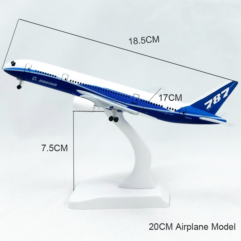 Boeing 787 B787 Miniatur Diecast Pesawat Terbang Impian Bahan Metal 20CM Untuk Dekorasi Mejakoleksi