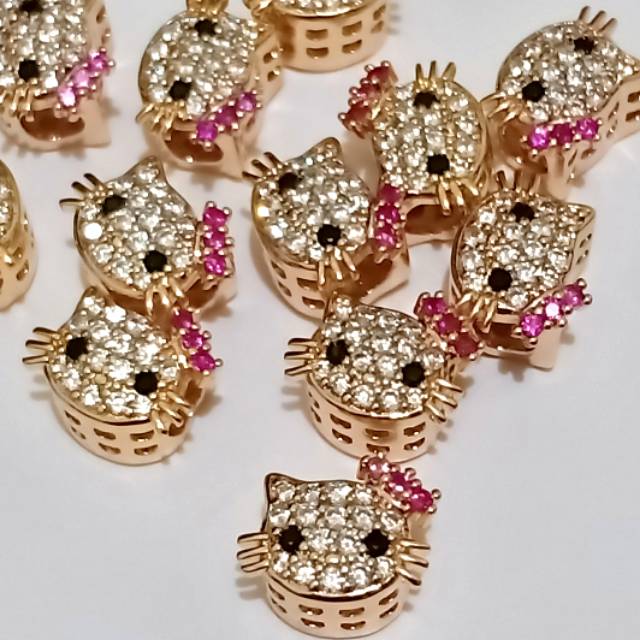 Beads Hello kitty manik crom emas pita manik merah