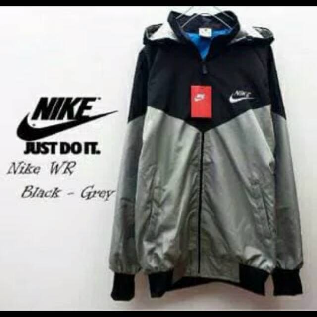Jaket parasut nike hitam abu