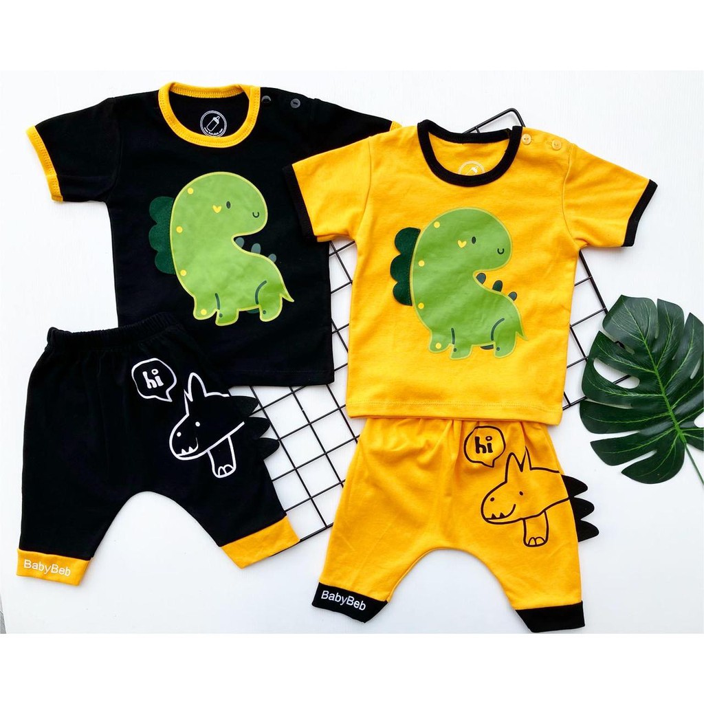 Baby Jurassic Baju Setelan Kaos Celana Pergi Jalan Lucu Fashion Anak Bayi Cowok Laki Murah Terlaris