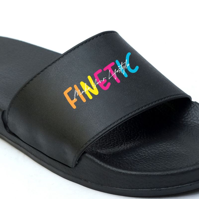 Sandal Slop Hitam Pria  Finetic Original Terlaris Ukuran 39 Sampai 43