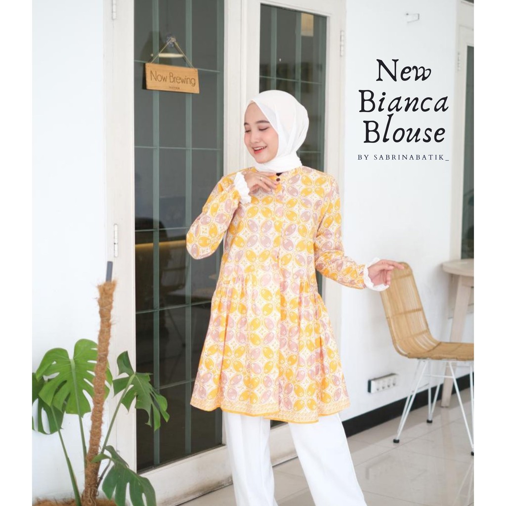 New Bianca Blouse Atasan Batik Kerja Kantor Modern Cantik Kekinian