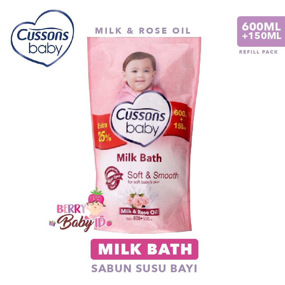 Cussons Baby Milk Bath Soft &amp; Smooth Sabun Bayi 750 Ml Refill Pack Berry Mart