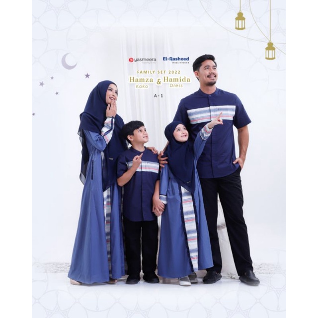 YASMEERA - HAMZA HAMIDA FAMSET LEBARAN 2022 / SARIMBIT MOTIF MIX POLOS ELEGANT KATUN ADEM KODE A1