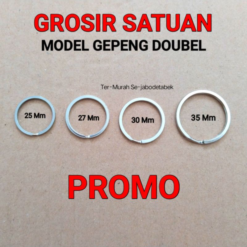 Ring gantungan kunci tebal gepeng ring double ganci bulat