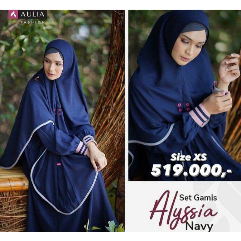 Set Gamis Alyssia Navy Aulia Ori